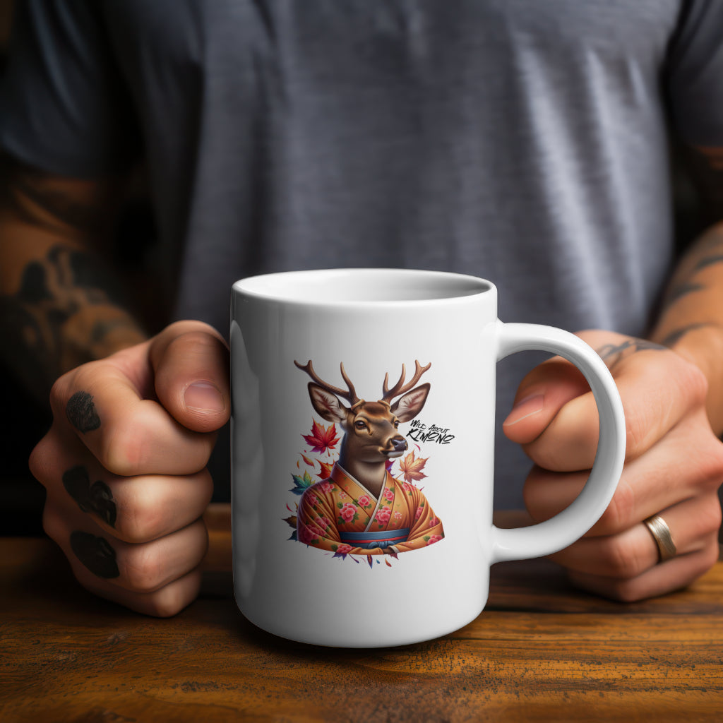 Eleganza - White Coffee Tea Mug - Male Deer