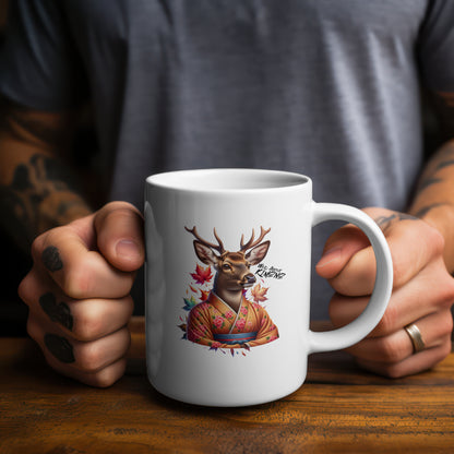Eleganza - White Coffee Tea Mug - Male Deer