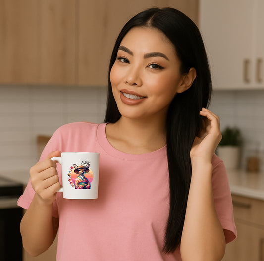 Eleganza - White Coffee Tea Mug - Female Deer